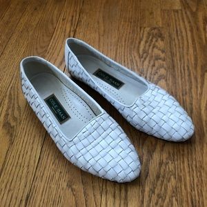 Woven leather cole Haan white loafers flats